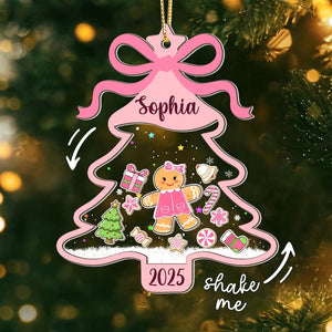 Personalized Girl Babys First Christmas Shaker Ornament: Gingerbread Kids Christmas Gift