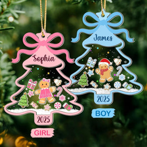 Personalized Girl Babys First Christmas Shaker Ornament: Gingerbread Kids Christmas Gift