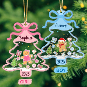 Personalized Girl Babys First Christmas Shaker Ornament: Gingerbread Kids Christmas Gift