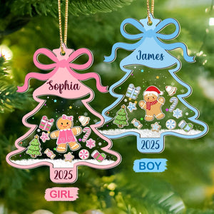 Personalized Girl Babys First Christmas Shaker Ornament: Gingerbread Kids Christmas Gift