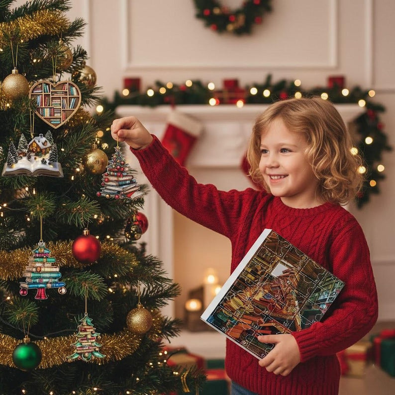 Book Lover Advent Calendar 2025 24 Days Reading-Themed Acrylic Ornaments | Bookish Christmas Countdown Box | Gift for Readers