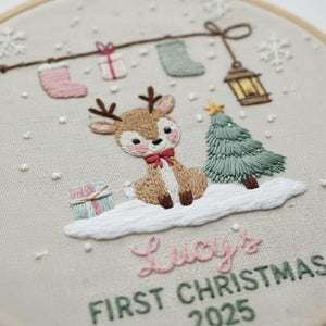 Personalized Baby s First Christmas Embroidery Hoop Ornament, Baby Embroidered Keepsake, Name Hoop, Newborn Christmas Gift, Baby Ornament