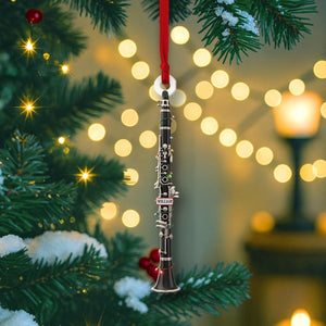 PERSONALIZABLE Clarinet Christmas Ornament, CUSTOMIZABLE Name & Year Wooden Keepsake, Music Teacher Gift, Musician Tree Decor for Him Her