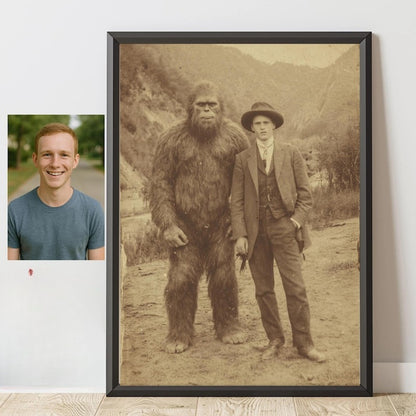 Customised Bigfoot couple Portrait , Sasquatch Custom Portrait , Bigfoot portrait , Sasquatch Portrait Bigfoot Lover , gift for him