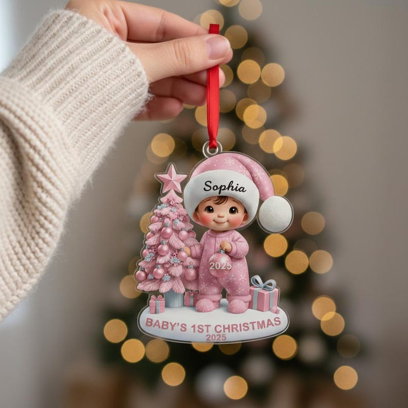 Baby's First Christmas Ornament, Personalized Newborn Christmas Ornament, Acrylic Christmas Ornament For Custom Baby, New Baby Gift