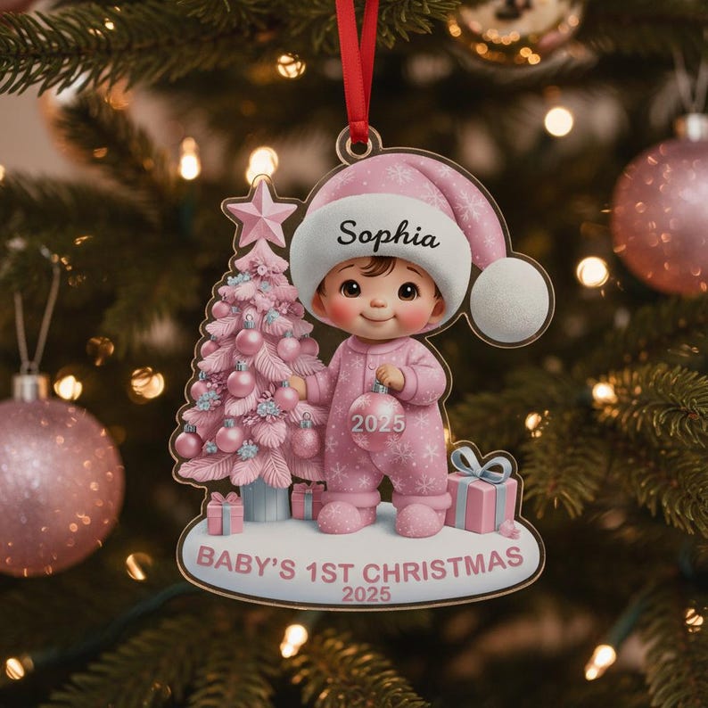 Baby's First Christmas Ornament, Personalized Newborn Christmas Ornament, Acrylic Christmas Ornament For Custom Baby, New Baby Gift