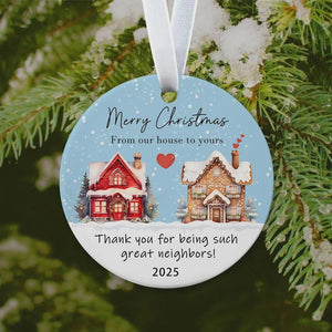 Thank You Neighbours Heart Ornament 2025 Sea Glass Appreciation Gift, Christmas Keepsake for Neighbor