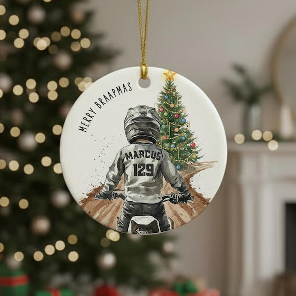 Motocross or ATV Personalized Christmas Ornament 2025 Custom Gift for Motocross Riders, Dirt bike lovers, and Off-road Families.