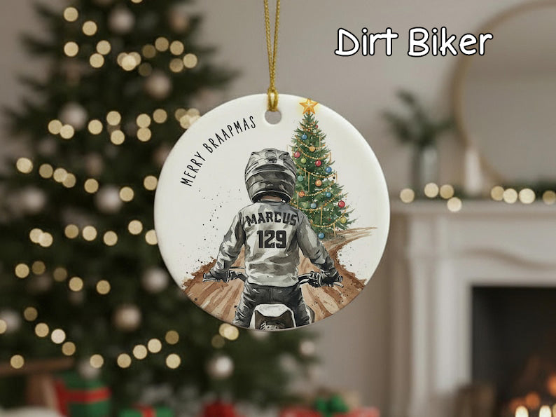 Motocross or ATV Personalized Christmas Ornament 2025 Custom Gift for Motocross Riders, Dirt bike lovers, and Off-road Families.