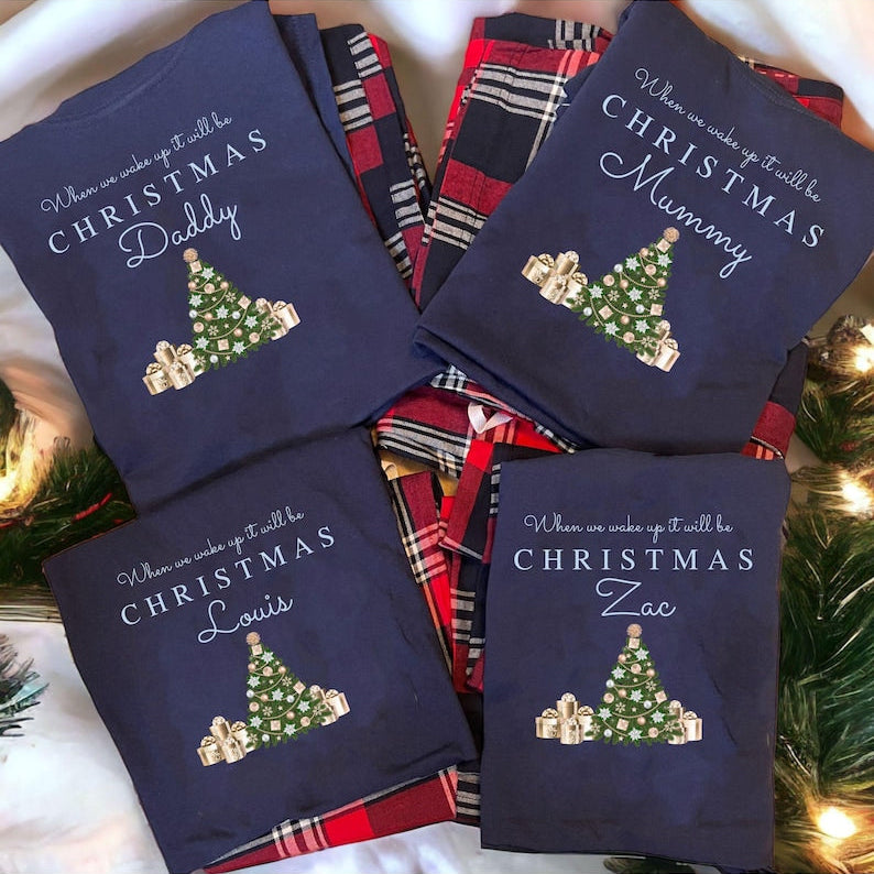 Personalised Christmas Pyjamas, When We wake up It Will Be Christmas Pjs, Matching Christmas Eve Pyjamas