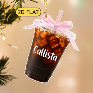 2D Flat Custom Iced Coffee Acrylic Ornament: Christmas Gift for Her