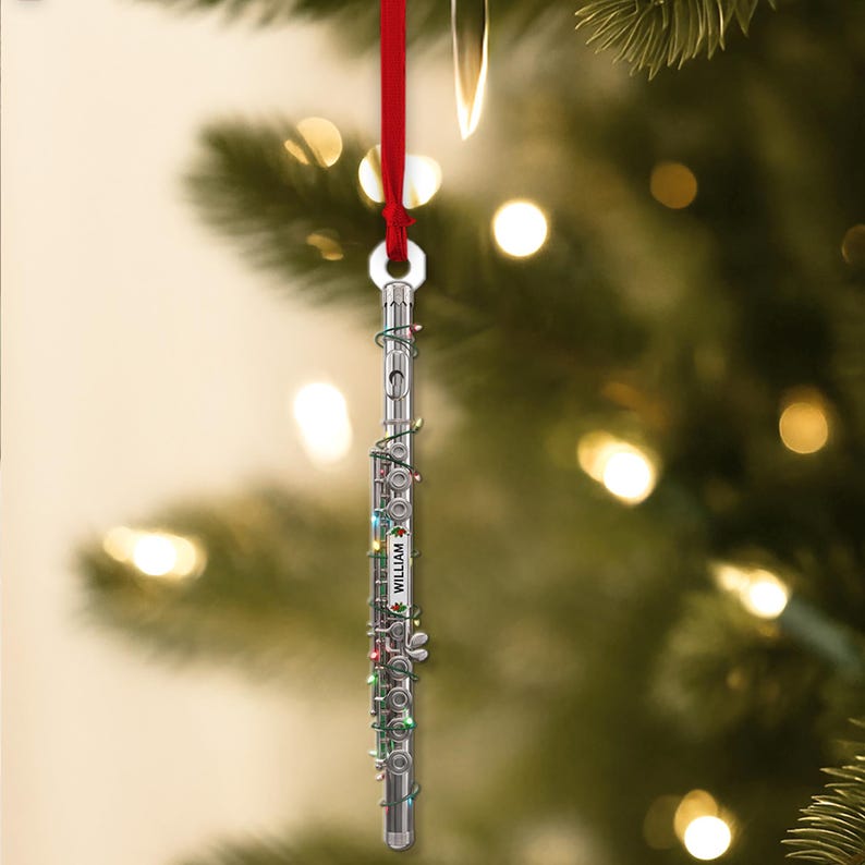 PERSONALIZABLE Flute Ornament, Customizable Music Lover Gift, Musician Christmas Decor, Personalized Instrument Keepsake, Holiday Gift Idea