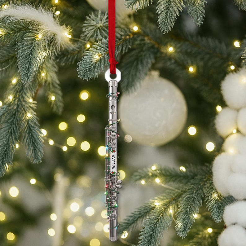 PERSONALIZABLE Flute Ornament, Customizable Music Lover Gift, Musician Christmas Decor, Personalized Instrument Keepsake, Holiday Gift Idea