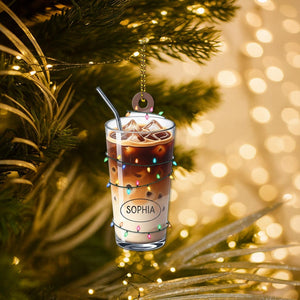 PERSONALIZABLE Iced Coffee Ornament, Customizable Barista Gift, Personalized Coffee Lover Christmas Decor, Unique Holiday Keepsake