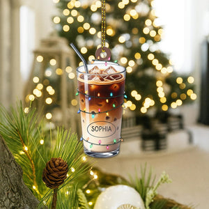 PERSONALIZABLE Iced Coffee Ornament, Customizable Barista Gift, Personalized Coffee Lover Christmas Decor, Unique Holiday Keepsake
