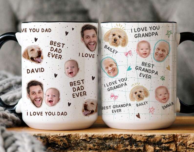 Custom photo coffee mug, Personalized cup with photo, Custom picture mug for Dad/ Grandpa, Custom mug