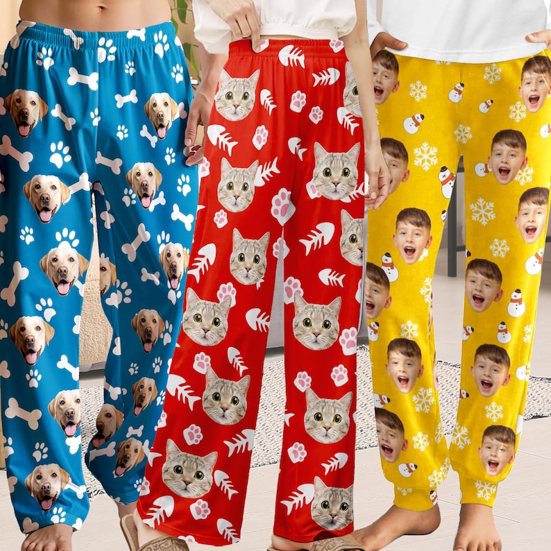 Custom Face Pajama Pants: Personalized Photo Pet or Loved One