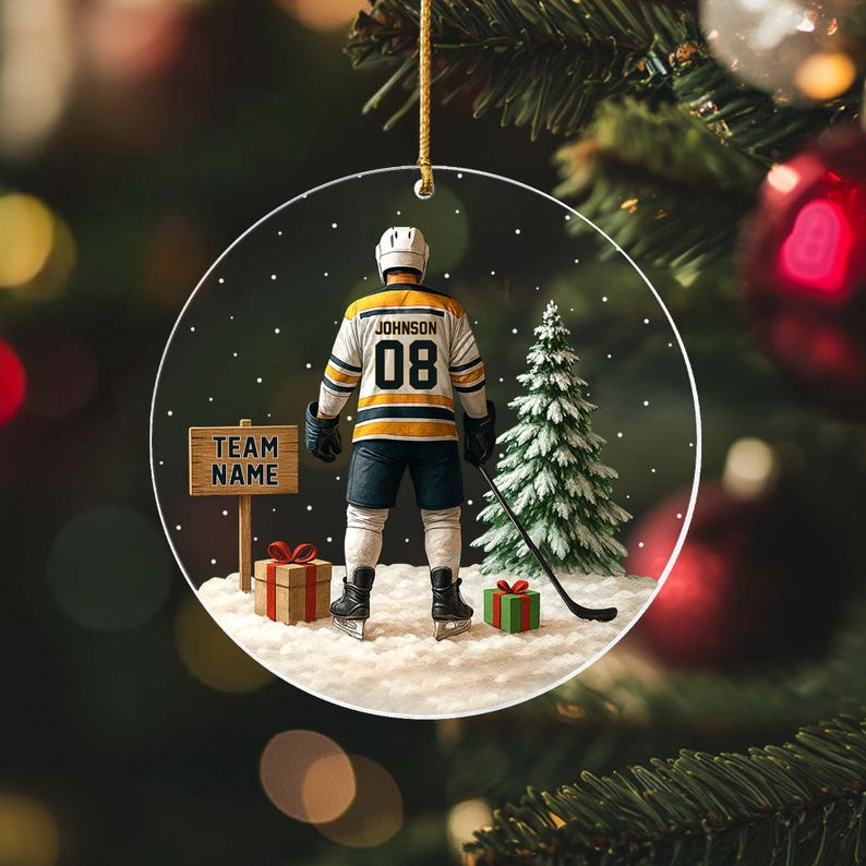 Personalized Hockey Ornament: Goalie, Jersey, Team Gift