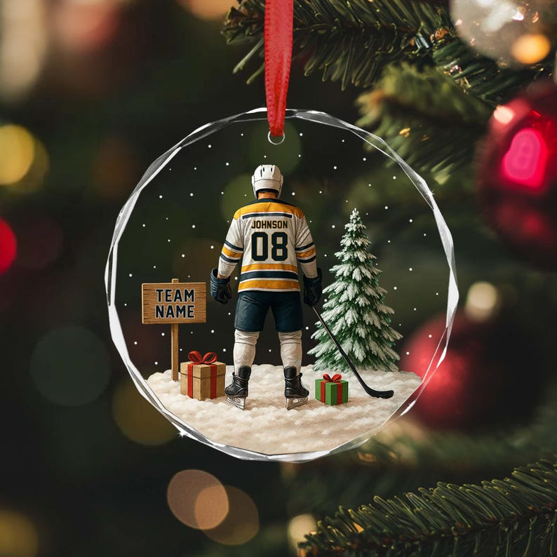 Personalized Hockey Ornament: Goalie, Jersey, Team Gift