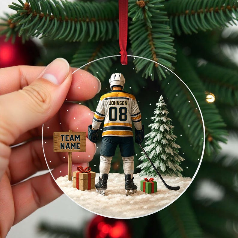 Personalized Hockey Ornament: Goalie, Jersey, Team Gift