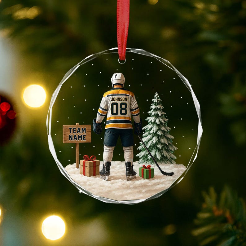 Personalized Hockey Ornament: Goalie, Jersey, Team Gift