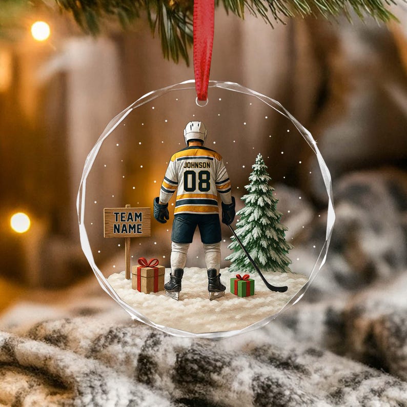 Personalized Hockey Ornament: Goalie, Jersey, Team Gift