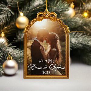 Personalized Acrylic First Christmas Married Ornament: Couples Photo Ornament