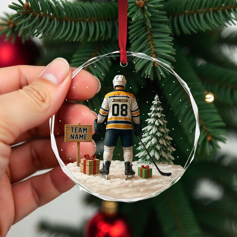 Personalized Hockey Ornament: Goalie, Jersey, Team Gift