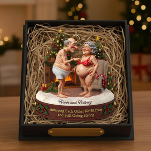 Old Couple Christmas Ornament, Christmas 2D Flat Acrylic Ornament, Personalized Gifts For Couple