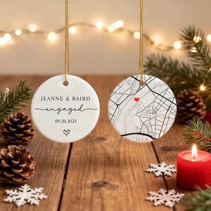 Personalized Engagement Ornament, Newlywed Gift Engaged Ornament, Custom Wedding/Engagement Location Ornament, Engagement Ornaments Gift