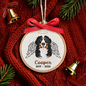 Embroidered Memorial Dog Photo Ornament, Personalized Christmas Loss of Pet Gift, Unique Dog Owner Gift