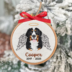 Embroidered Memorial Dog Photo Ornament, Personalized Christmas Loss of Pet Gift, Unique Dog Owner Gift