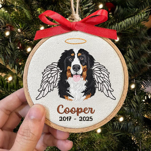 Embroidered Memorial Dog Photo Ornament, Personalized Christmas Loss of Pet Gift, Unique Dog Owner Gift
