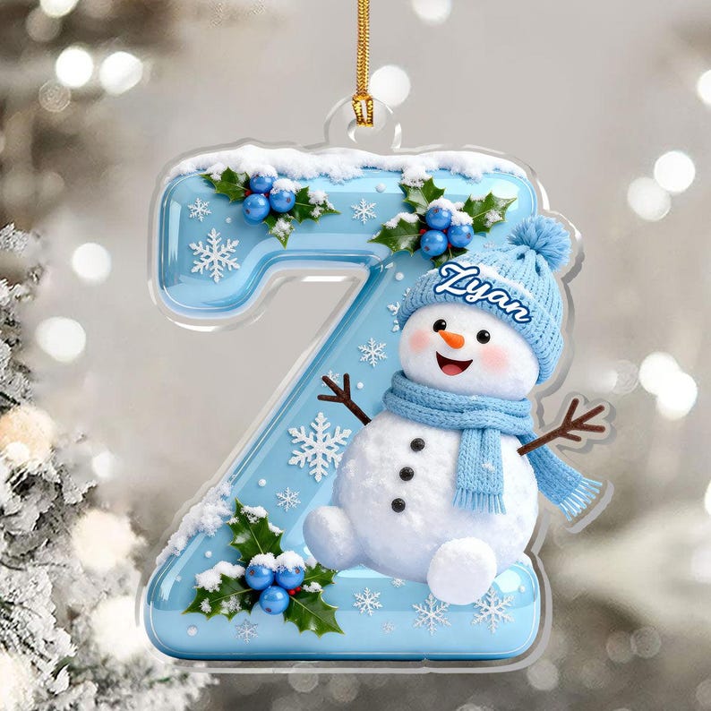 Merry Christmas Custom Letter Snowman Personalized Acrylic Ornament