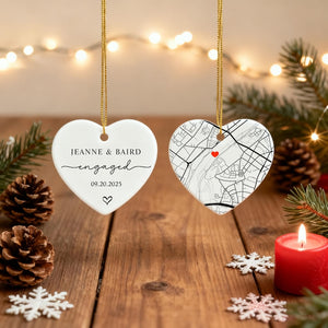 Personalized Engagement Ornament, Newlywed Gift Engaged Ornament, Custom Wedding/Engagement Location Ornament, Engagement Ornaments Gift