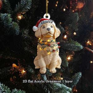 Personalized Golden Retriever Flat Ornament, Christmas Golden Retriever Ornament, Christmas Dog Ornament, Golden Retriever Gifts