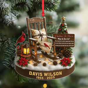 Personalized 2D FLAT Acrylic Memorial Ornament, Christmas in Heaven Chair D cor, Custom Remembrance Gift for Loved One, Sympathy Gift