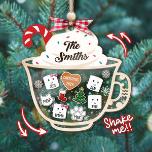 Custom Marshmallows Family Shaker Ornament, 4D Shake Family Ornament With Pets, Family Ornament 2025, Family Keepsake, Family Christmas Gift