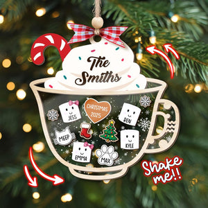 Custom Marshmallows Family Shaker Ornament, 4D Shake Family Ornament With Pets, Family Ornament 2025, Family Keepsake, Family Christmas Gift