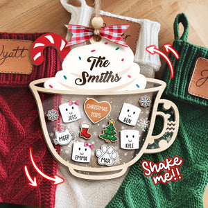 Custom Marshmallows Family Shaker Ornament, 4D Shake Family Ornament With Pets, Family Ornament 2025, Family Keepsake, Family Christmas Gift