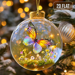 Birds & Butterflies 2D Flat Acrylic Ornaments, Flying Animal Christmas Decor, Nature Wildlife Tree Decoration, Gift for Bird Lovers