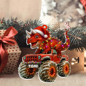 Custom Dinosaur Christmas Ornament, Monster Truck Ornament,Boys Dino Christmas Ornament,Baby Boy Christmas Present,Christmas Gift For Child