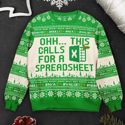 This Calls For A Spreadsheet Ugly Sweater, Humorous Christmas Shirt for Coworkers, Boss Holiday Gift, Funny Office Attire