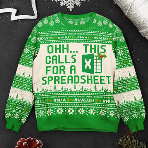 This Calls For A Spreadsheet Ugly Sweater, Humorous Christmas Shirt for Coworkers, Boss Holiday Gift, Funny Office Attire