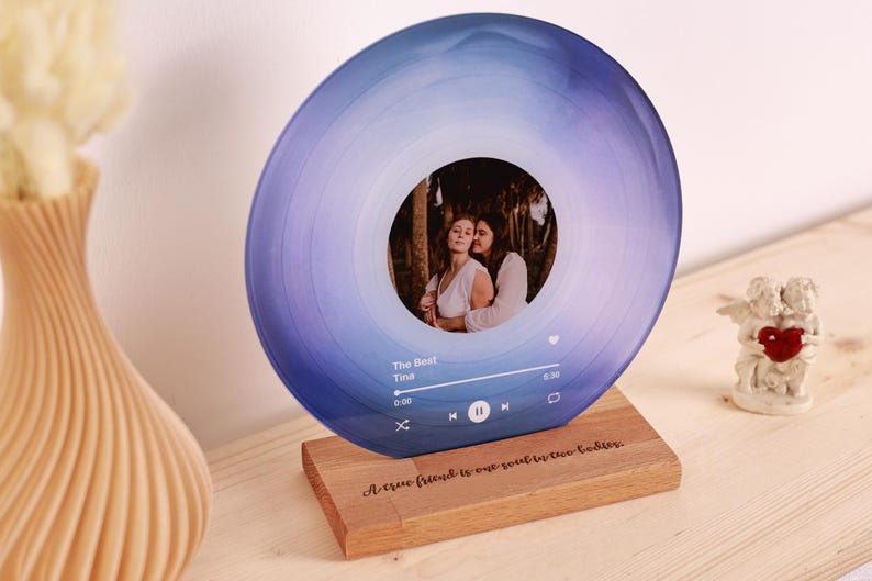 Personalized Vinyl Record with Photo - Acrylic Song Plaque - Anniversary Gift for Friends - Birthday Gift for Her Him - Christmas Gifts