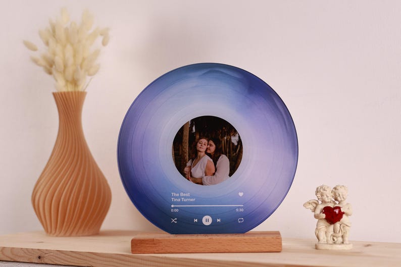Personalized Vinyl Record with Photo - Acrylic Song Plaque - Anniversary Gift for Friends - Birthday Gift for Her Him - Christmas Gifts