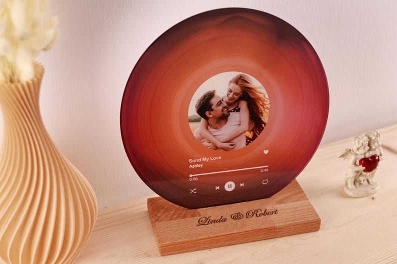 Personalized Vinyl Record with Photo - Acrylic Song Plaque - Anniversary Gift for Friends - Birthday Gift for Her Him - Christmas Gifts