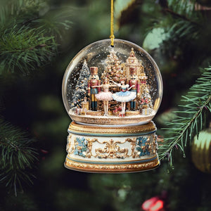 Nutcracker Ballet Christmas Ornament, 2D Flat Not 3D Snow Globe Ornament, Ballerina Holiday Decor Gift 2025, Xmas Nutcracker Ballet Gift