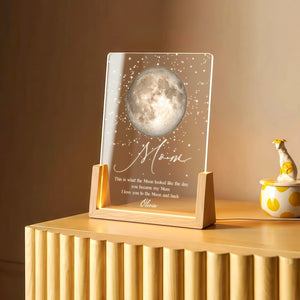 Custom Moon Phase Night Light, Moon Phase by Date, Gift for Mom from Daughter, Mother's Day Keepsake, The Day You Became My Mom