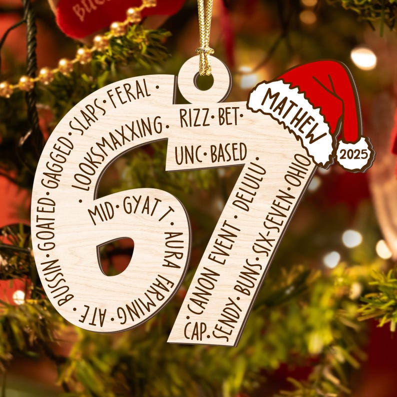 Custom Six Seven Ornament, Teen Slang Ornament, Funny Teenager Ornament, 67 Six Seven Ornament, Gen Z Teenager Tween Ornament, Boy Christmas